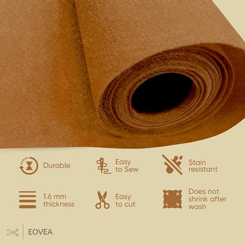 EOVEA - Acrylic Felt Fabric by The Yard - Soft and Durable 72" Wide & 1.6mm Thick Felt Sheets for DIY Crafts, Sewing, Upholstery, Cushion, Padding, Costumes(Camel, One Yard) - color: Camel, size: 1 Yard