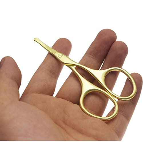 Multicolor Professional Grooming Scissors for Facial Hair Removal - color: Curved Safety Head Gold