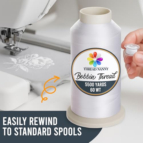 White X-Large Cones Embroidery Bobbin Thread 60WT - 5500 Yards Cone Spool - color: White, size: 1 Pack