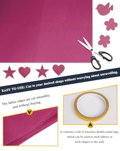 Fuchsia Felt Fabric 72" x 18", Large Stiff Craft Felt Sheet by The Yard - color: Fuchsia, size: 72" X 18" (0.5 Yard)