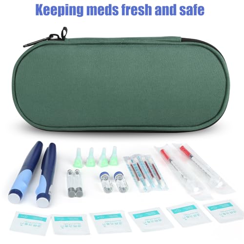 CDBXPRG Insulin Pen Cooler Travel Case, 2 TSA Approved Ice Packs Green - color: Green