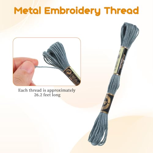 8 Skeins Gray Embroidery Thread 6 Ply Gradient Color Variegated Cross Stitch Floss Yarn Threads Friendship Bracelets String for Jewelry Making Sewing Bracelets Knitting Stitching Craft DIY