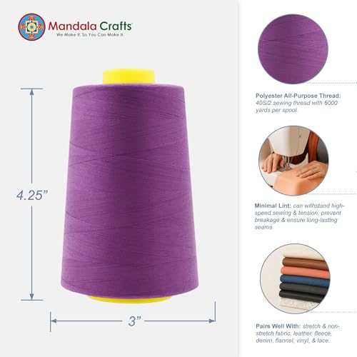 Mandala Crafts 40S/2 Mulberry Polyester 4 Pack of Serger Threads Cones - color: Mulberry, size: Pack of 4 40S/2 24000 YDs