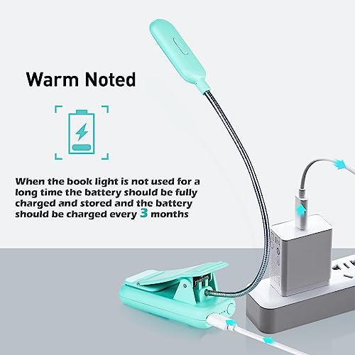 VAVOFO Rechargeable Book Light, Blue Light Blocking, Amber 1600K Clip On Reading Light, Eye Care 7 LEDs Kids Book Light for Reading in Bed with Power Indicator for Bookworms (Green) - size: 1-Pack Green