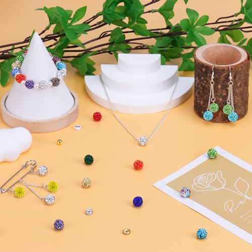 501 Pcs Rhinestone Bead Kit for Bracelet, 10mm Sparkle Clay Crystal Beads for Jewelry Making, 21 Colors Shiny Disco Ball Beads for Crafts Baseball Necklace Keychain Earrings DIY Decoration (Kit 1) - color: Kit 1