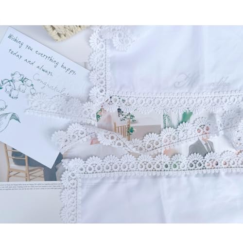 6 Pack of Ladies Embroidery Cotton Handkerchiefs Lace Wedding Hankies - color: B01-8853