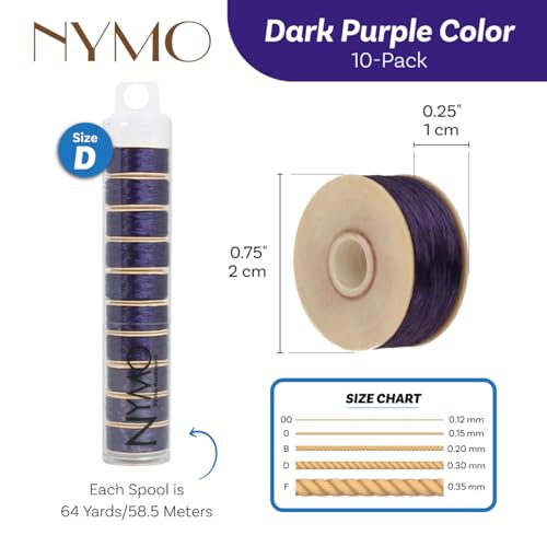 The Beadsmith Nymo Thread, Made of Nylon - size: Size D, 64 Yards, style: Dark Purple