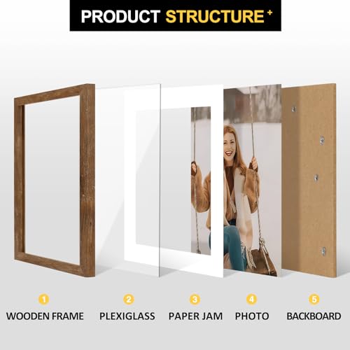 TOFOREVO 8x10 Picture Frames with 6x8 Mat Set of 2, Rustic Brown - color: Rustic Wood, size: 8x10