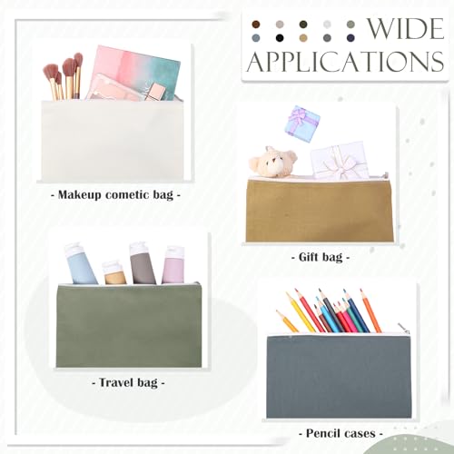 Reginary 10 Pcs Canvas Makeup Bags Bulk Blank Cosmetic Bags,Plain Color - color: Plain Color