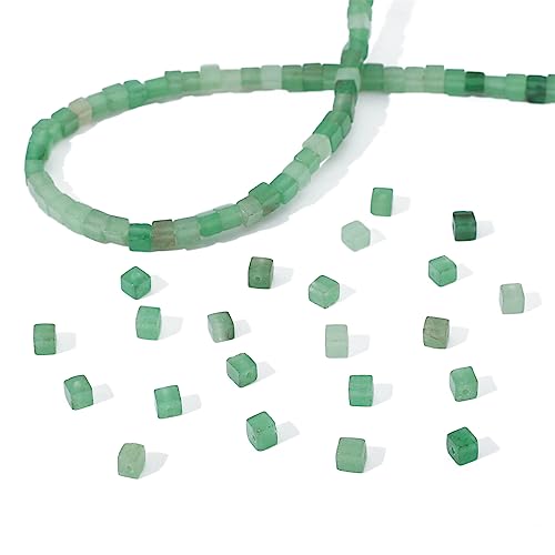 BEADIA Natural Green Aventurine Square Stone Beads 4x4mm 85pcs Cube Loose Semi Gemstone Beads for Jewelry Making Design - color: Green Aventurine