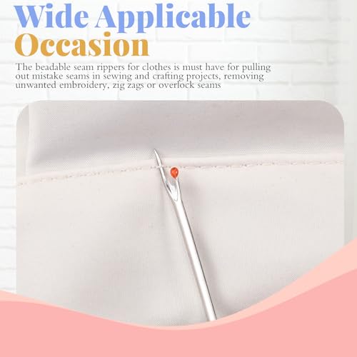 Tondiamo 4 Pcs Beadable Seam Rippers Sharp Thread Cutter Seam Rippers for Sewing Metal Embroidery Removal Tool Tag Remover for Clothes Thread Removing Cutting DIY Gift(Silver) - color: Silver