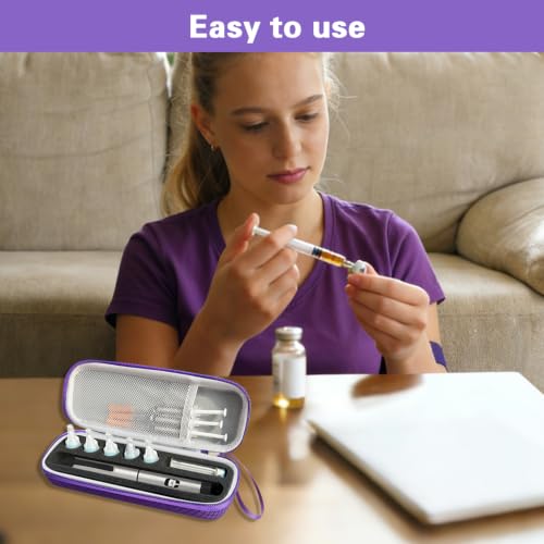 Purple Insulin Peptide Pen Travel Case with Rhombic Texture