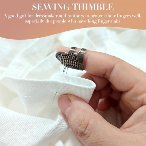ZESION 4Pcs Sewing Thimbles, Adjustable Metal Thimbles for Hand Sewing Finger Protector, Quilting Craft Accessories for Knitting Needlework DIY Tools, Bronze(2 Sizes, S/M) - color: Adjustable Bronze