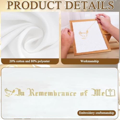 Large In Remembrance of Me Gold Thread Embroidery Altar Frontal Holy Communion Table Cloth Cover 96x52Inch White Rectangle Communion Table Cloth for Church for Gatherings Baptism Ceremonies(Gold) - color: Gold