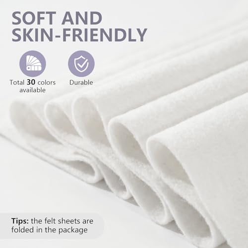 Ice White Soft Felt Sheet 36'' X 36'', 1.4mm Felt Fabric Sheet for Crafts - color: Ice White