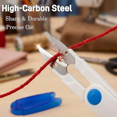 8Pcs Seam Ripper and Thread Snips Set - 2 U-Shaped Sewing Scissors with Covers & 6 Stitch Removers (Large/Small) - Sharp Thread Cutter Tool Kit for Quilting, Embroidery, Needlework & Hems