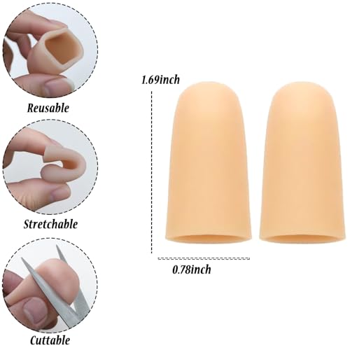 14pcs Gel Finger Protectors Finger Cots Silicone Fingertips Protection - color: Nude