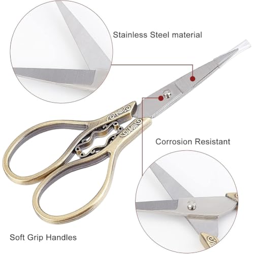 SUNNYCLUE 4.3Inch Embroidery Sewing Scissors Small Precision Detail Alloy Scissors Vintage Shears Sharp Cutter & Leather Scissors Tool Holsters for Fabric Paper Cutting Craft Threading Household - color: Antique Bronze-1pc-sewing Scissors With Cover