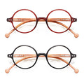 Round Reading Glasses for Women Men Blue Light Blocking Circular Readers Unisex Ultra Lightweight Circle Eyeglasses - color: Matte Black+matte Red