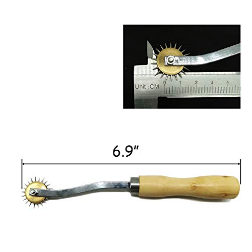 TIHOOD 2PCS Needle Point Tracing Wheel with Wood Handle, 4mm Leather Paper ClothSewing Overstitch Wheel Tool - color: Yellow