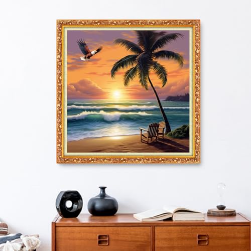 Funxvoot Stamped Cross Stitch Kits Beginners Full Range of Embroidery Kits for Adults 11CT Embroidery Patterns Needlepoint Kits Printed Cross Stitch Kits-Coconut Trees Seaside 18x18 inch - color: Craftsstyle06