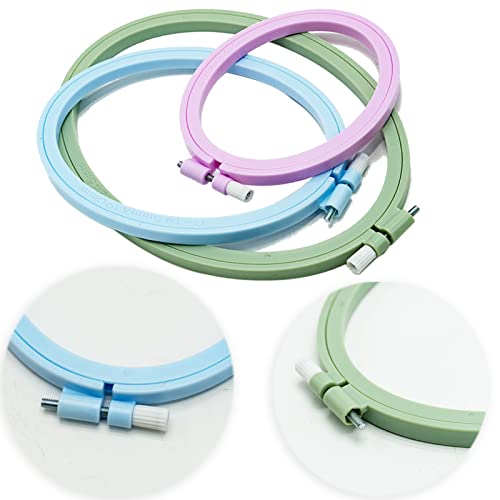LAMXD 3 Pieces Embroidery Hoop Rectangle Oval Shape Embroidery Frame Cross Stitch Hoop Sewing Tool for Art Craft Handy Sewing (Multicolor),with Gold Eye Embroidery Needles… - style: 3 Sizes Oval