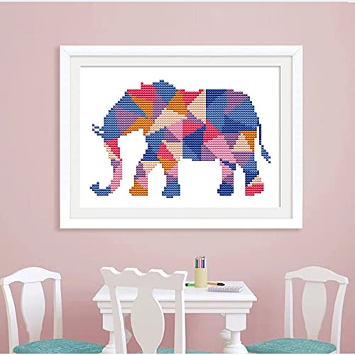ITSTITCH Stamped Cross Stitch Kits for Beginners Full Range of Cross Stitching Preprinted Pattern for Kids or Adults, Embroidery Needlepoint Starter Kits-Tangram, 10.2x7.5 inch - color: Tangram, 10.2x7.5 inch