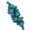 Handmade 3D Flower Embroidery Applique Rhinestone Lace Patches, Turquoise - color: Turquoise