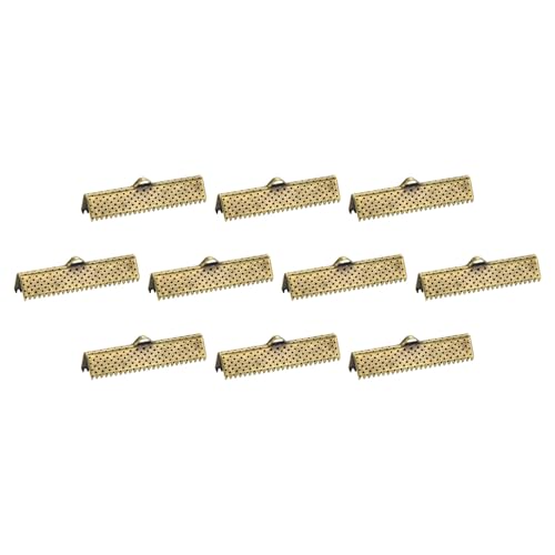 uxcell 280Pcs Ribbon Crimp Clamp Ends, 30mm Bookmark Pinch Crimp Ends, Cord Ends Fasteners Clasp Crimp Ends for DIY Bracelet Necklace Jewelry Making, Bronze Tone - color: Bronze Tone, size: 30mm