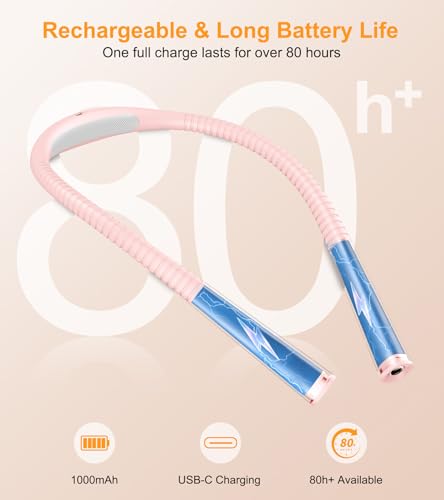 Gritin Book Light, Eye Caring 4-Color&5-Brightness Neck Light Reading Light - color: Pink, size: Upgraded