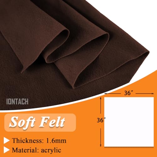 IONTACH 36" X 36" Brown Soft Felt Fabric 1.6mm Thick - color: Brown, size: Soft - 36" X 36"