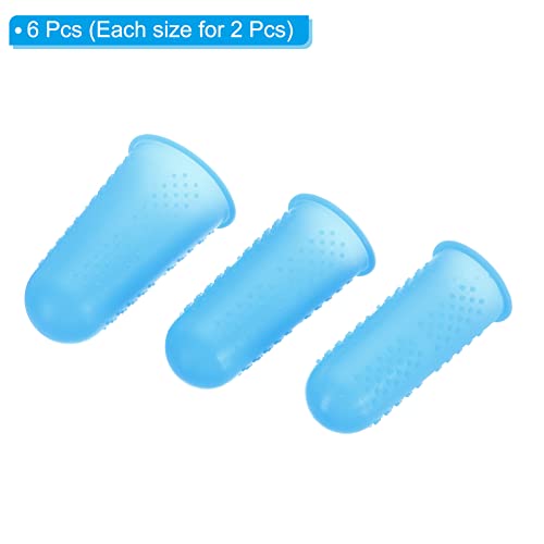 PATIKIL Rubber Finger Tips, 2 Set Silicone Thumb Fingertip Protector Finger Grips Thimble for Office Counting Sorting Sewing, Blue Multi Size Assorted