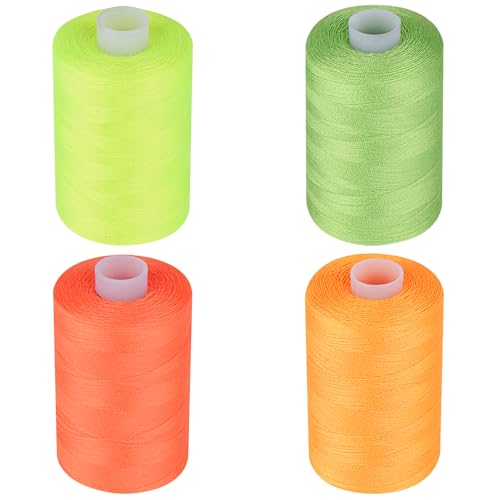 Simthread All Purpose Sewing Thread, 4 Spools Each 1000 Yards of Polyester Threads for Sewing Machine, Sewing Machine Supplies for Beginners, Hand Stitching, Quilting, Serger (Neon Series) - color: Neon Series