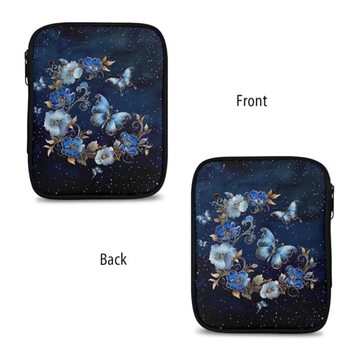 Kathyboom Butterfly and Flower Empty Crochet Hook Case Crochet Hook Organizer with Slots Crochet Needles Bag for Crochet Lovers, Crochet Kit for Beginners-Blue - color: Butterfly And Flower Blue