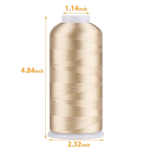 Simthread Rayon Embroidery Thread 5500 Yards, 40wt 100% Rayon Viscose for Commercial and Domestic Machines - Latte 1055 - color: Latte1055