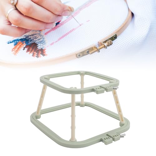 2-Layer Embroidery Frame Stand, Adjustable ABS Double Hoop - style: Green