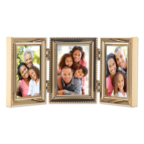Lawrence Frames Bead Border Design, 2.5x3.5 Triple, Gold - color: Gold, size: 2.5x3.5 Triple