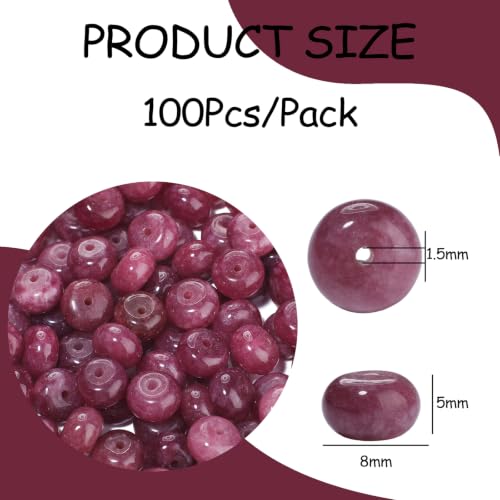 5x8mm 100Pcs Natural Amethyst Rondelle Beads for Jewelry Making Loose Spacer Abacus Disk Beads Gemstone for Bracelets Necklace DIY Crafts - color: Amethyst