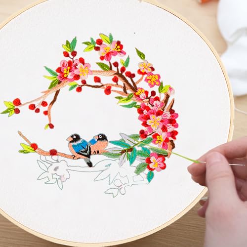Huacan Embroidery Canvas Bag Kits for Adults Beginner Stamped Flowers Pattern DIY Cross Stitch Printed Flower Stitching Sewing Kit - color: Flower 2