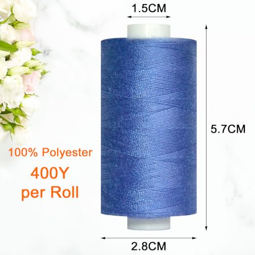 All Purpose Polyester Sewing Thread-2 Spools for Hand and Machine Sewing(Indigo Blue) - color: Indigo Blue
