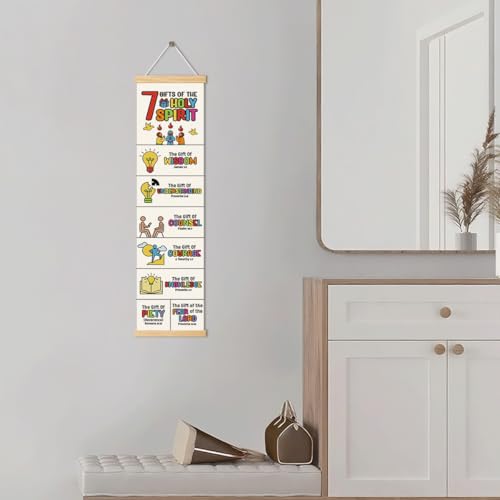Gifts of the Holy Spirit Banner, Church Banner, Christian Rustic Hanging Door Flag, Farmhouse Decorations Outdoor Indoor, Church Activity Decor, Bible Lesson, Scripture and Words Decorations - color: Earthy tones