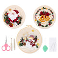 Nalexmi 3 Sets Christmas Embroidery Kits, Snowman, Santa, Jingle Bell - color: christmas