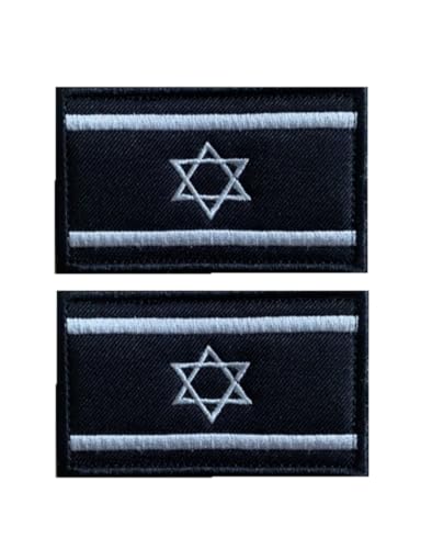 Uijokdef 2 PCS Asia Flag Patches Hook and Loop Fastener Embroidered Tactical Military National Asia Patch (Israel 2) - color: Israel 2