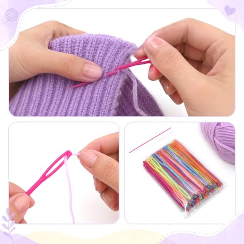 JJUNW 150 Pcs Yarn Needles Set, 7cm Large Eye Plastic Sewing Needles