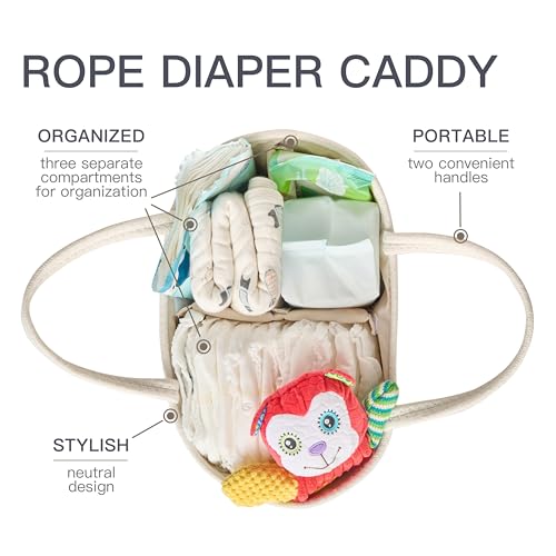 Diaper Caddy Organizer, Gift Basket for Baby Shower, Newborn Essentials - color: White&Beige Brown, size: Small