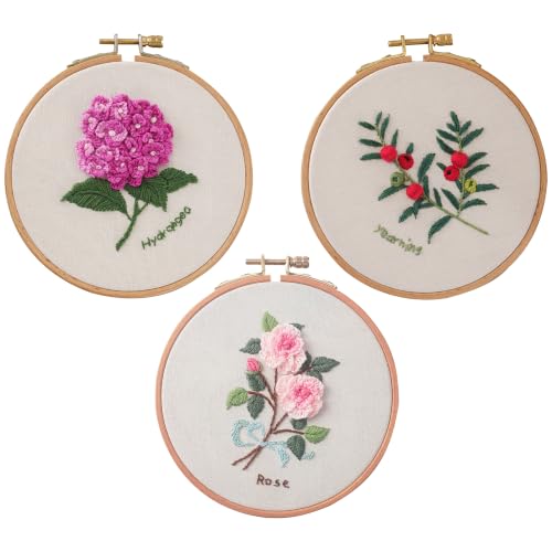 3 Pack Beginner Embroidery Kit for Adults with Tools & Instruction - color: White - 2, size: White - 2 - Small
