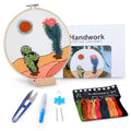 BERYA Funny Cactus Embroidery Kit with Embroidery Hoop, Easy Embroidery Kit for Beginners, Include Instructions, Display Stand, Printed Cloth, Threads and Tools - with Video Tutorials (BEC003) - color: cactus blue and green