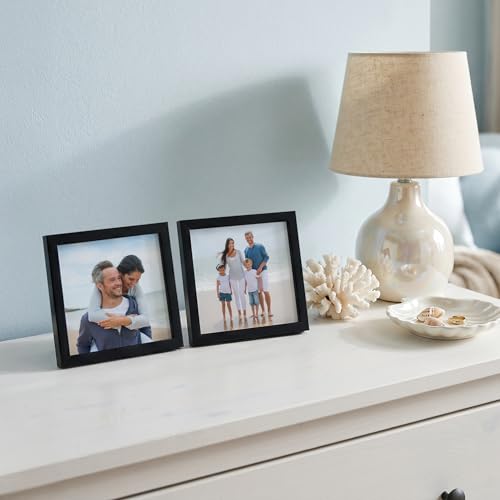 Americanflat 4x4 Picture Frame 2-Pack - Slim Molding - Black - size: 4x4