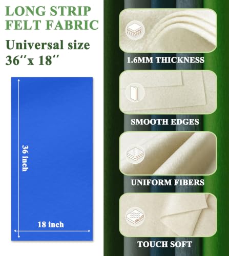 Royal Blue Felt Fabric 36" X 18" 1.6mm Thick Soft Half Square Felt Sheet - color: Royal Blue, size: 36'' x 18''