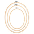 Framendino, 3 Pack 3 Sizes Oval Embroidery Hoops Bamboo Circle Cross Stitch Hoop Ring Frames for Sewing DIY Craft